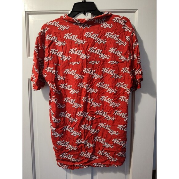Kellogg's Button Shirt Men Medium Red Breakfast Cereal AOP Graphic Divided H & M - Picture 14 of 16